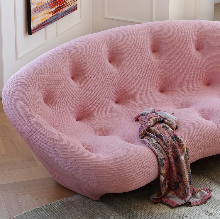 Ploum curved fabric sofa generation simple small living room home three-seat shell sofa