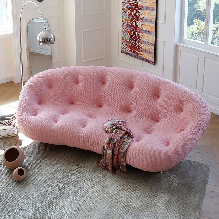 Ploum curved fabric sofa generation simple small living room home three-seat shell sofa