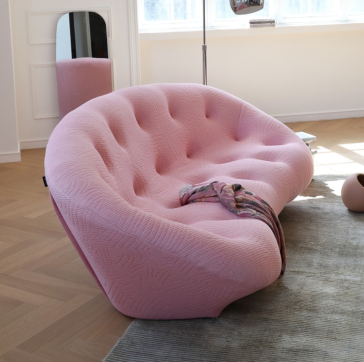 Ploum curved fabric sofa generation simple small living room home three-seat shell sofa