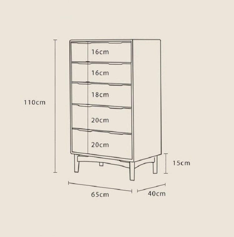 Solid wood chest of drawers Nordic bedroom drawer storage Japanese style living room storage cabinet black walnut cabinet