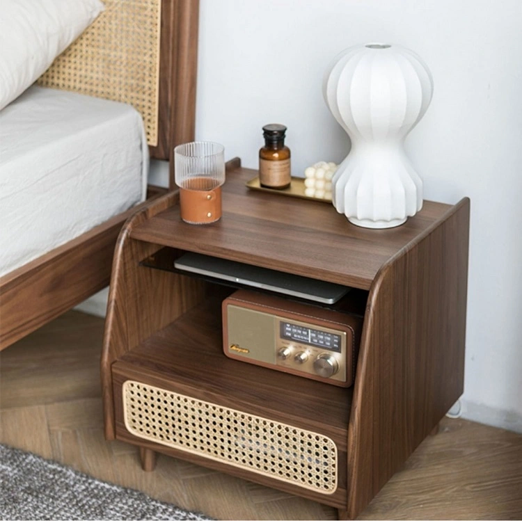 Nordic light luxury vintage solid wood bedside table small modern ...