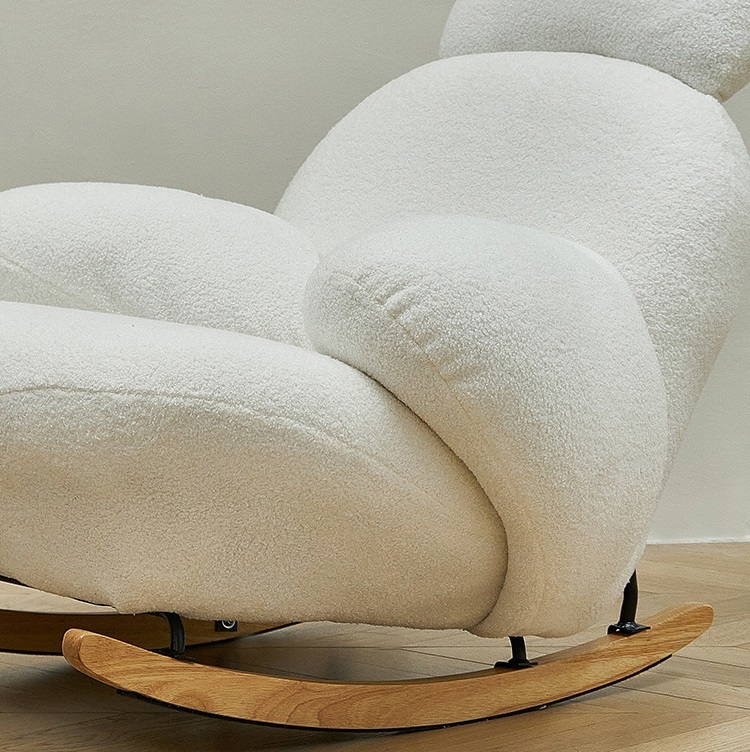 Nordic light luxury living room rocking chair modern minimalist designer big white single backrest chair bedroom lounge chair