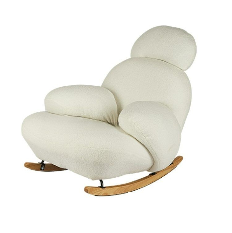 Nordic light luxury living room rocking chair modern minimalist designer big white single backrest chair bedroom lounge chair