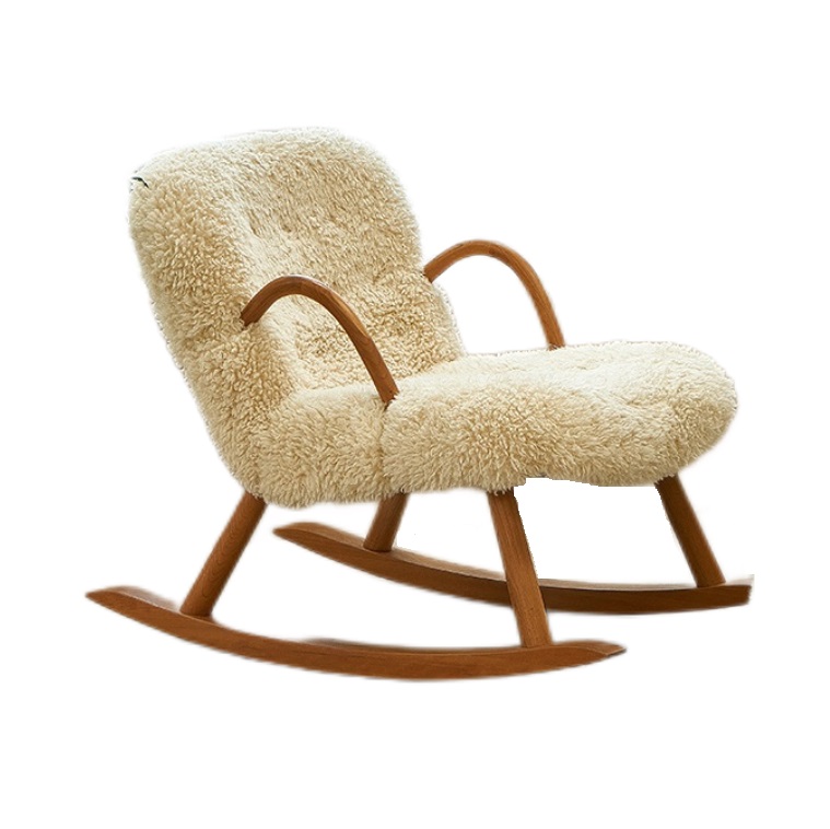 Nordic casual household lamb wool rocking chair small apartment lazy ...