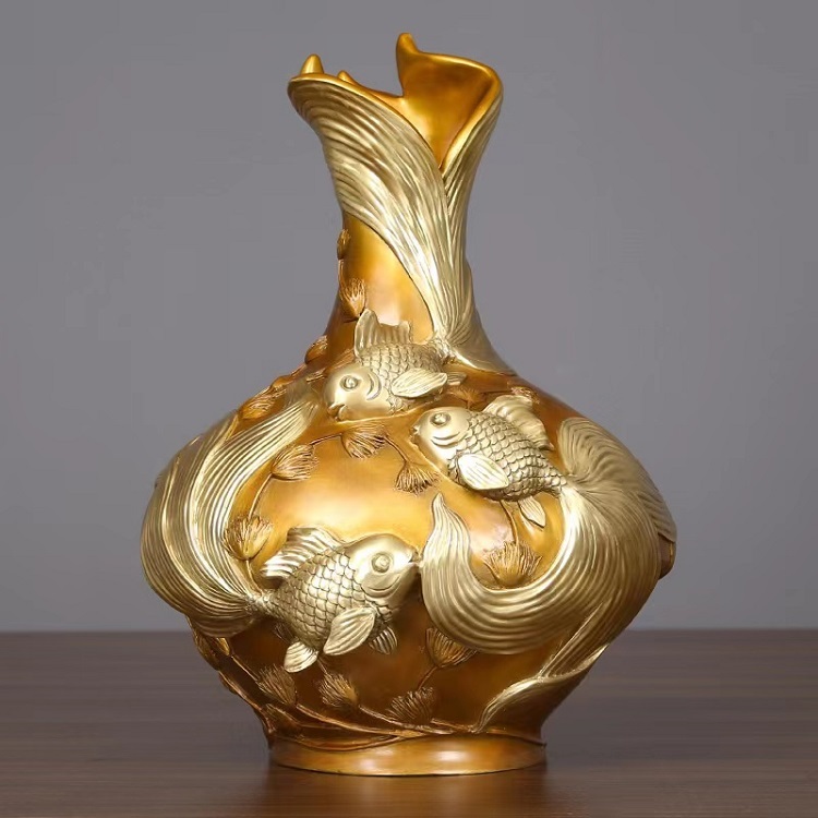 Full copper ornaments vase Copper vase Art crafts vase Antique Bronze Copper Chinese cymbidium vase for Home Decoration Unique mystery handmade skills