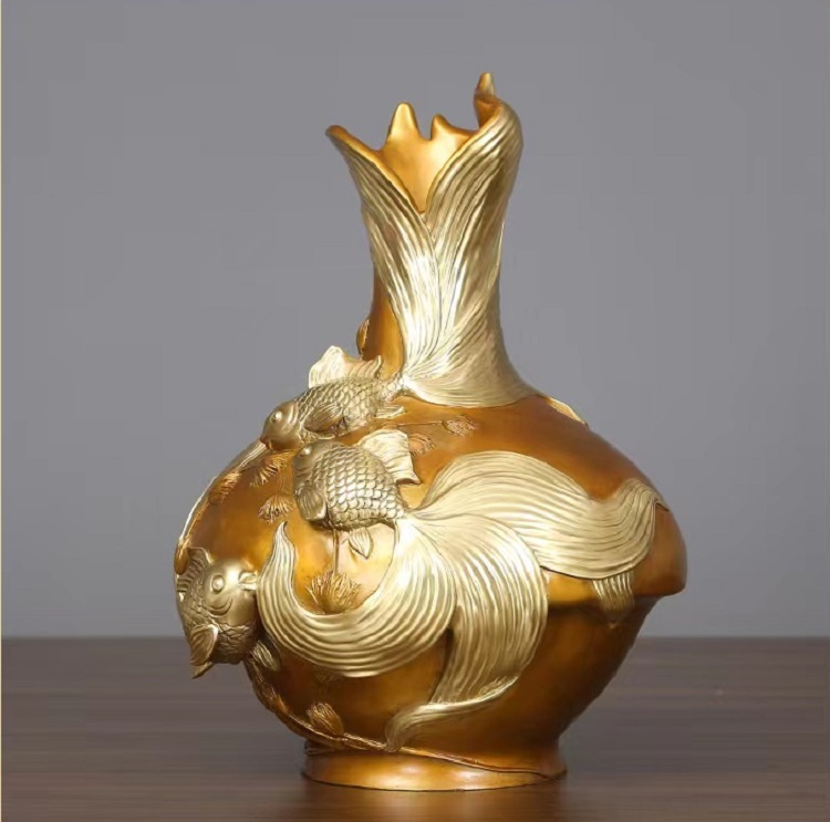 Full copper ornaments vase Copper vase Art crafts vase Antique Bronze Copper Chinese cymbidium vase for Home Decoration Unique mystery handmade skills