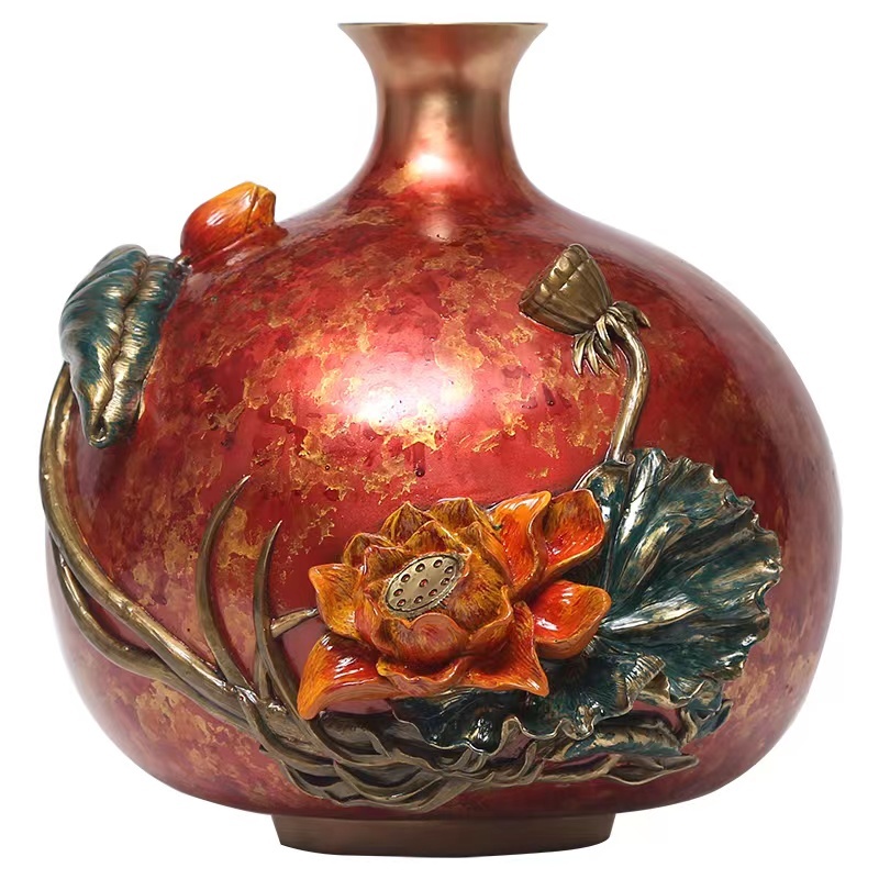 Copper vase Art crafts vase Antique Bronze Copper Chinese cymbidium vase for Home Decoration Unique mystery handmade skills