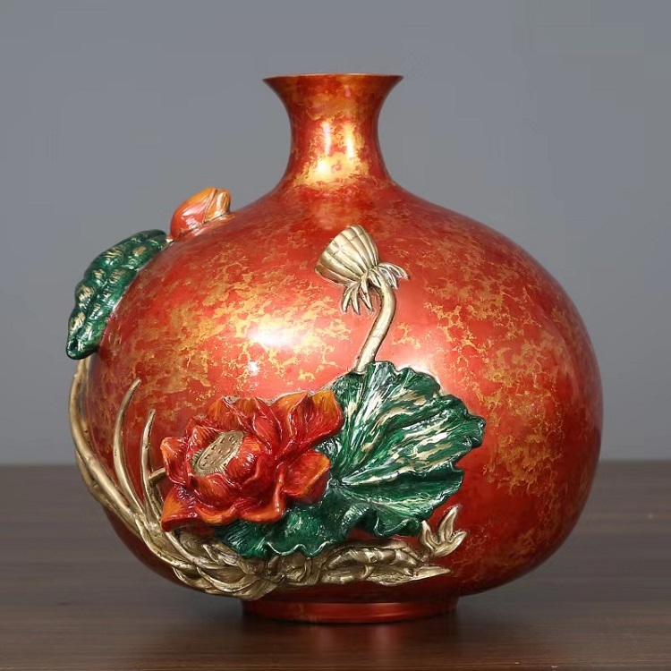 Copper vase Art crafts vase Antique Bronze Copper Chinese cymbidium vase for Home Decoration Unique mystery handmade skills