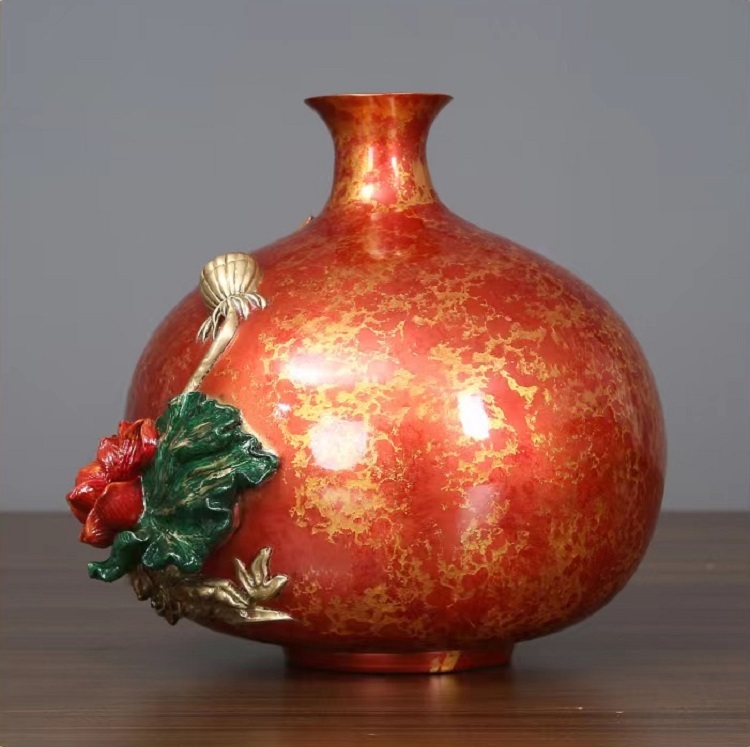 Copper vase Art crafts vase Antique Bronze Copper Chinese cymbidium vase for Home Decoration Unique mystery handmade skills