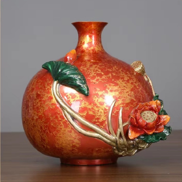 Copper vase Art crafts vase Antique Bronze Copper Chinese cymbidium vase for Home Decoration Unique mystery handmade skills