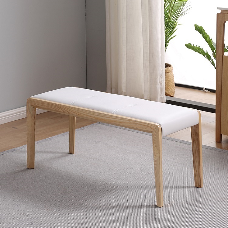 Nordic solid wood bench, large and small home dining chair bench, shoe changing stool, creative designer leather bench
