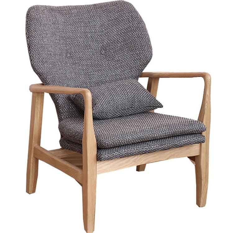 Modern simple solid wood casual double designer chair single sofa chair Small house fabric Nordic sofa