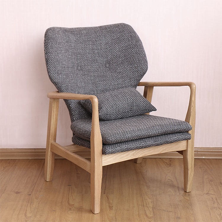 Modern simple solid wood casual double designer chair single sofa chair Small house fabric Nordic sofa