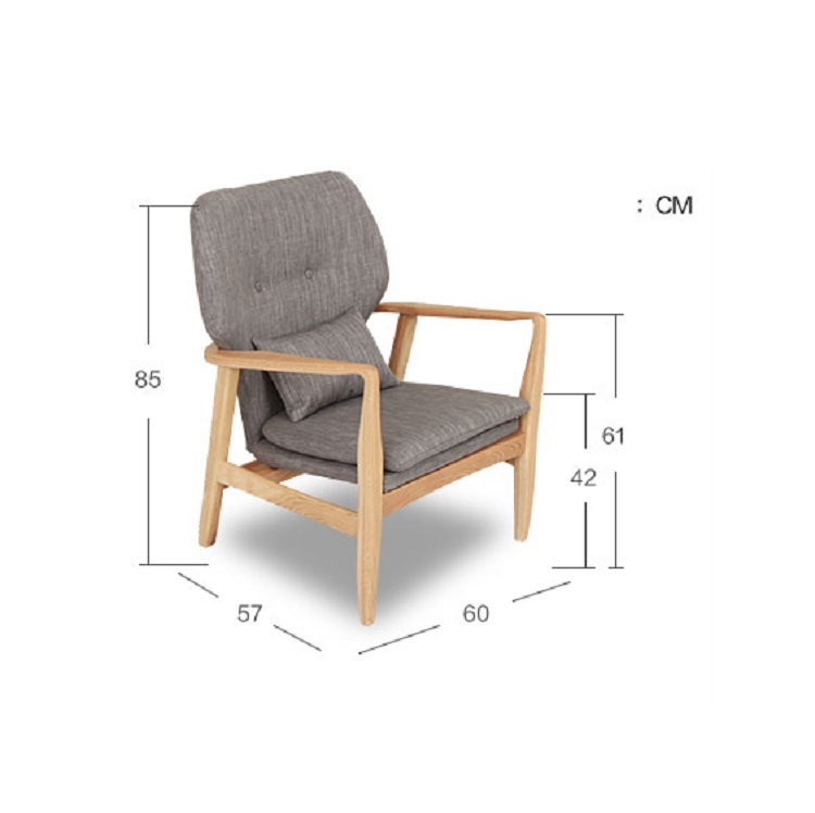 Modern simple solid wood casual double designer chair single sofa chair Small house fabric Nordic sofa