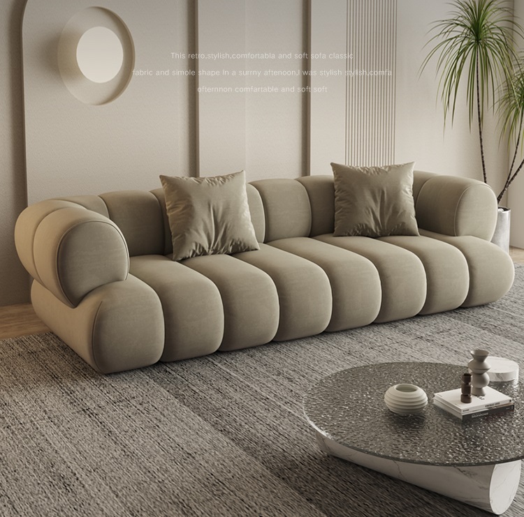 Wabi Sabi sofa living room technology fabric Italian minimalist small apartment inline caterpillar cloth sofa furniture