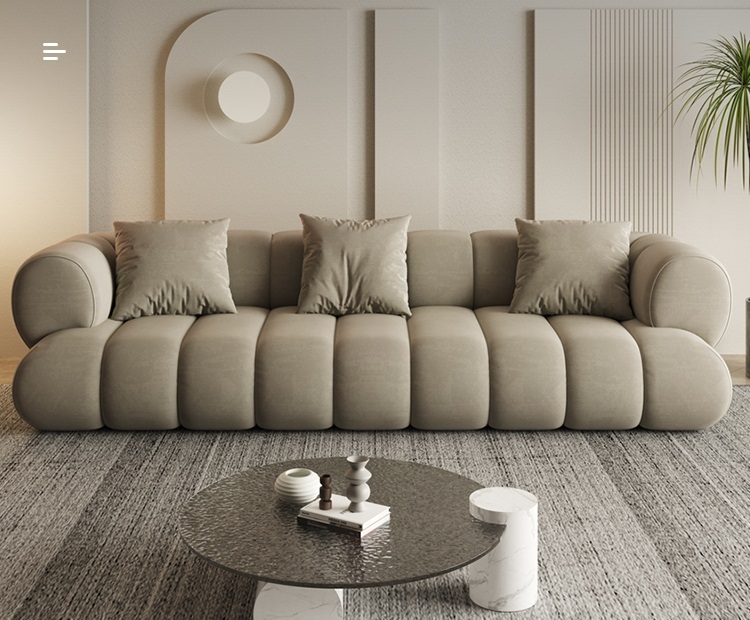 Wabi Sabi sofa living room technology fabric Italian minimalist small apartment inline caterpillar cloth sofa furniture