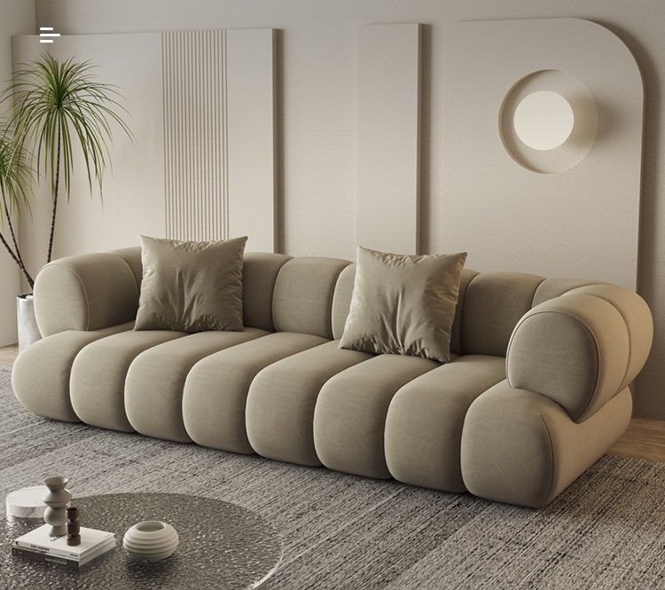 Wabi Sabi sofa living room technology fabric Italian minimalist small apartment inline caterpillar cloth sofa furniture