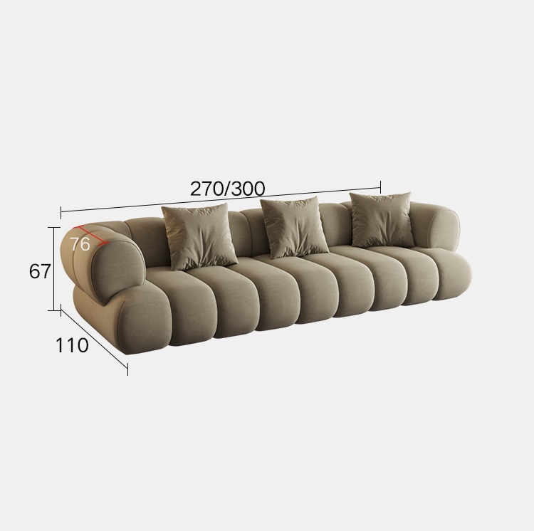 Wabi Sabi sofa living room technology fabric Italian minimalist small apartment inline caterpillar cloth sofa furniture
