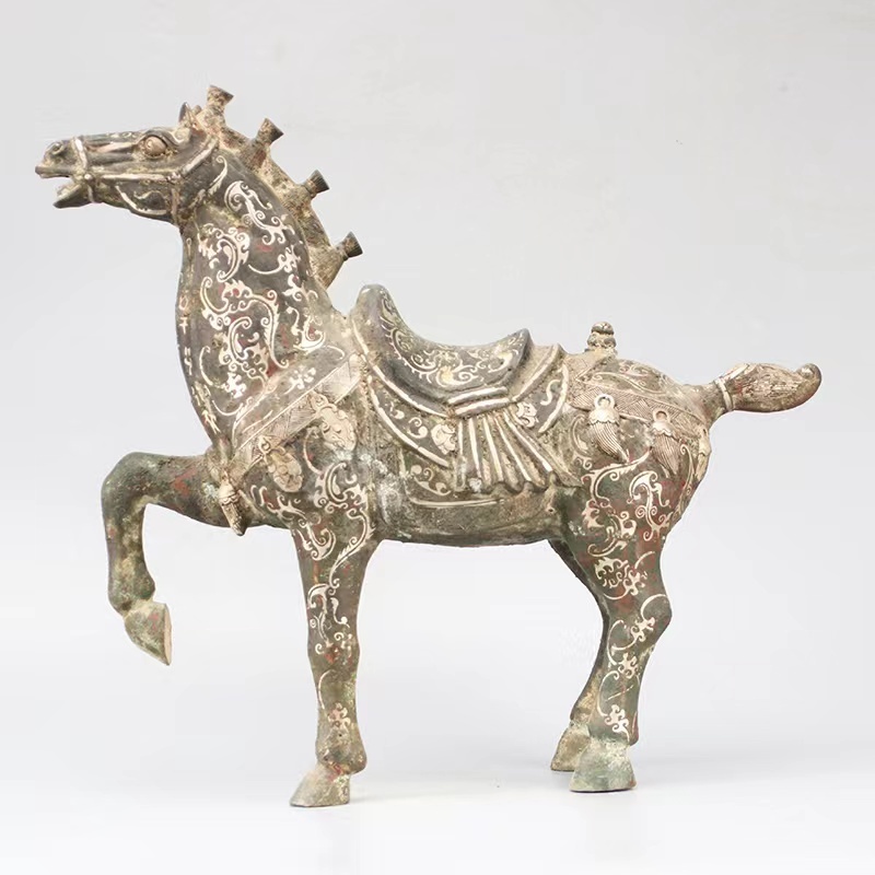 Bronze Antique distressed horse ornaments gilt silver bronze horse antique collection museum collection quality
