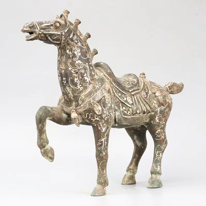 Bronze Antique distressed horse ornaments gilt silver bronze horse antique collection museum collection quality