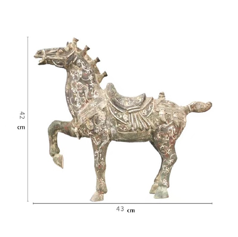 Bronze Antique distressed horse ornaments gilt silver bronze horse antique collection museum collection quality