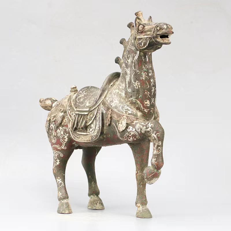 Bronze Antique distressed horse ornaments gilt silver bronze horse antique collection museum collection quality