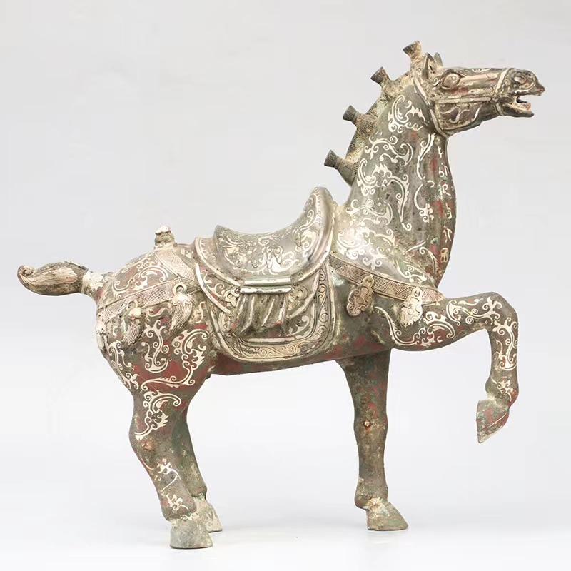 Bronze Antique distressed horse ornaments gilt silver bronze horse antique collection museum collection quality