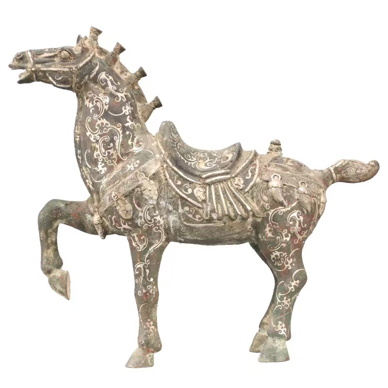 Bronze Antique distressed horse ornaments gilt silver bronze horse antique collection museum collection quality