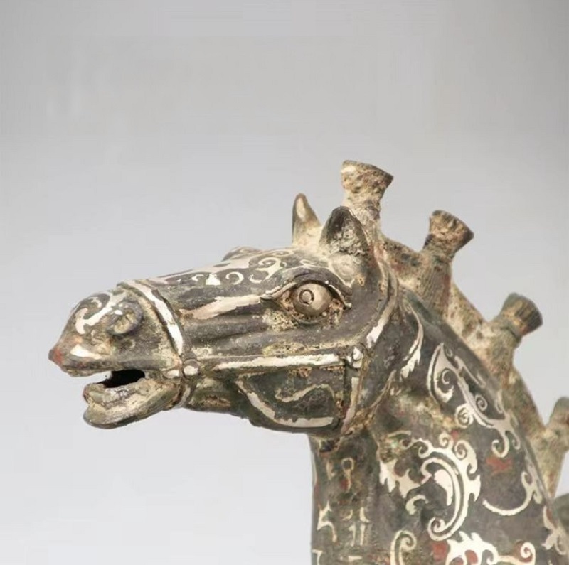 Bronze Antique distressed horse ornaments gilt silver bronze horse antique collection museum collection quality