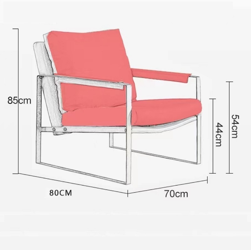 Italian minimalist office casual single chair with hand backrest single seat sofa modern simple stainless steel foot chair