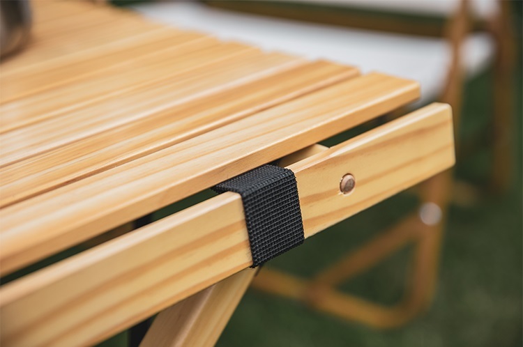 Outdoor folding table egg roll table camping beech wood picnic table chair set portable camping table