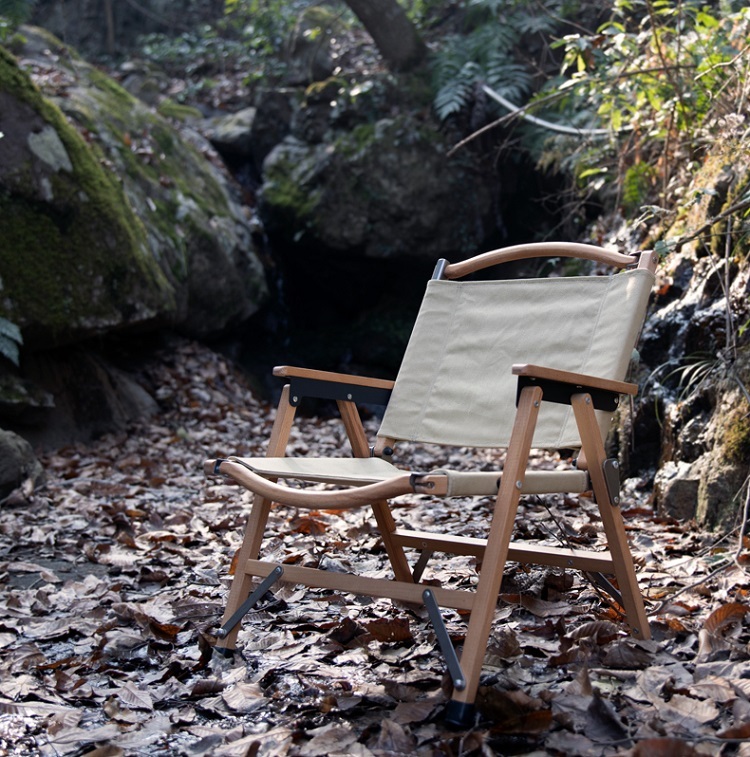 Outdoor camping chair vintage solid wood kemit chair portable folding chair