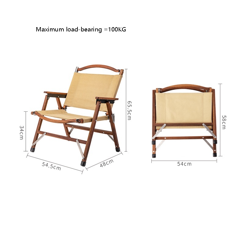 Outdoor camping chair vintage solid wood kemit chair portable folding chair