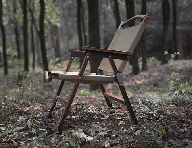 Outdoor camping chair vintage solid wood kemit chair portable folding chair