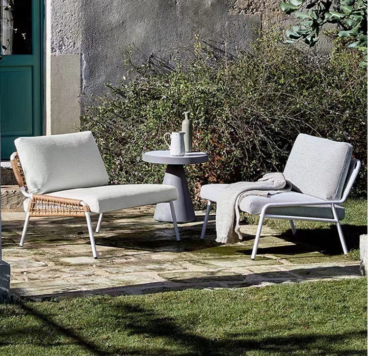 Nordic outdoor rattan chair balcony leisure rattan woven furniture garden table and chair three-piece set garden coffee table combination rattan table and chairs