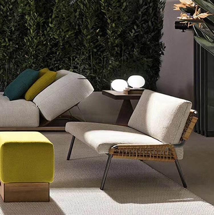 Nordic outdoor rattan chair balcony leisure rattan woven furniture garden table and chair three-piece set garden coffee table combination rattan table and chairs