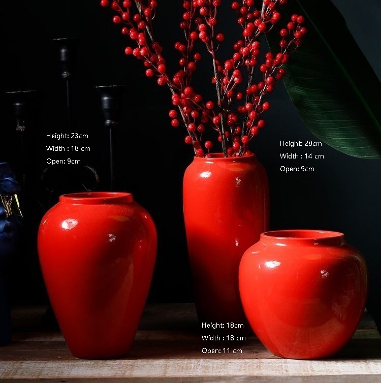 Red Chinese modern living room creative home arrangement fake flowers dried flower decorative ornaments countertop vase
