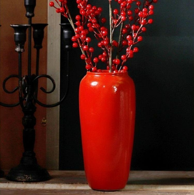 Red Chinese modern living room creative home arrangement fake flowers dried flower decorative ornaments countertop vase