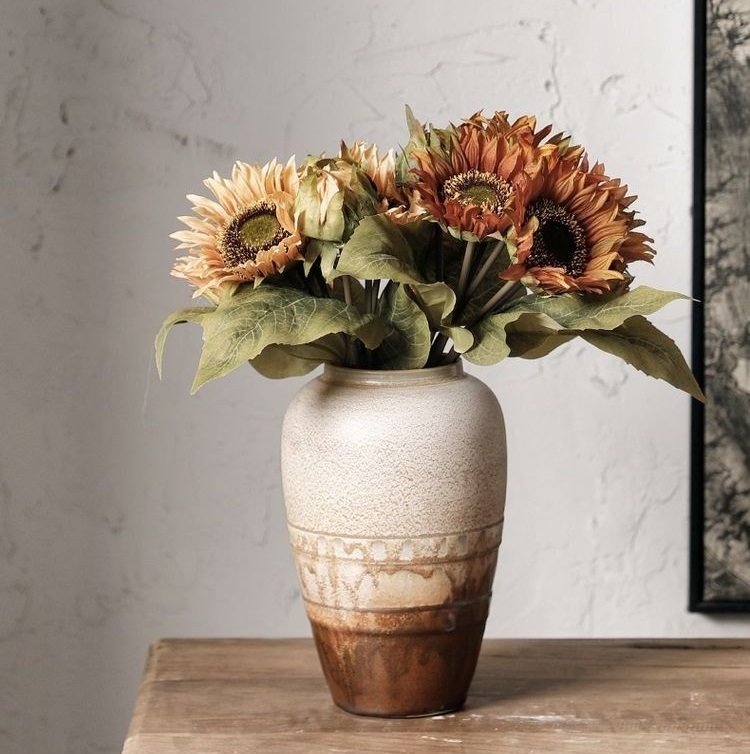 Chinese dried flower arrangement vase stoneware flower ware Jingdezhen ceramic vase Zen ornament ornaments