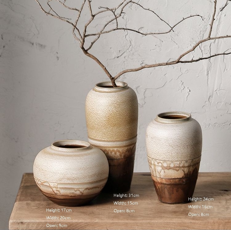 Chinese dried flower arrangement vase stoneware flower ware Jingdezhen ceramic vase Zen ornament ornaments