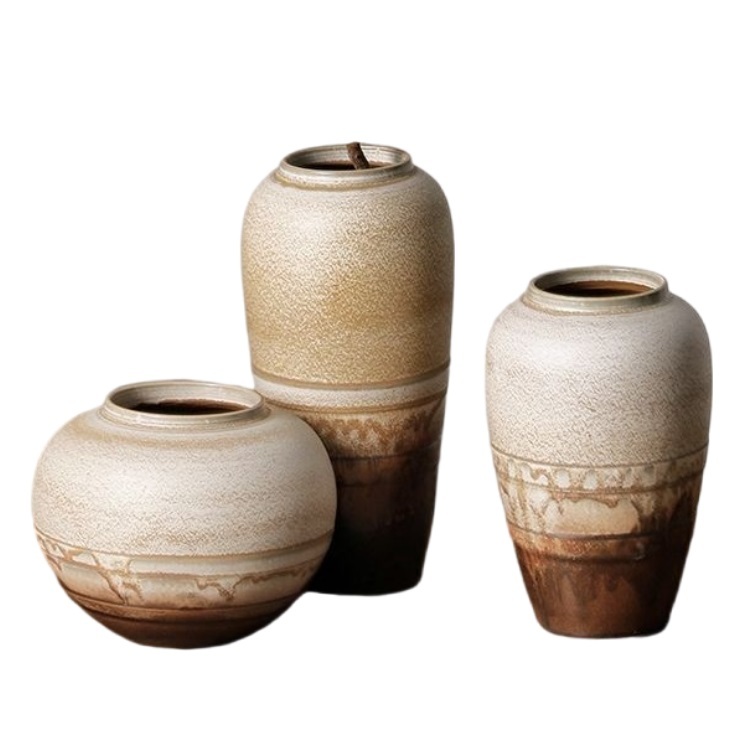 Chinese dried flower arrangement vase stoneware flower ware Jingdezhen ceramic vase Zen ornament ornaments