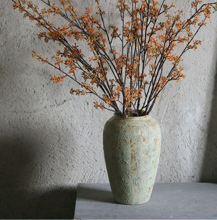 Ornaments vintage small fresh stoneware pot modern simple living room pottery dried flowers ceramic flower arrangement vase Nordic