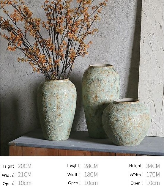 Ornaments vintage small fresh stoneware pot modern simple living room pottery dried flowers ceramic flower arrangement vase Nordic