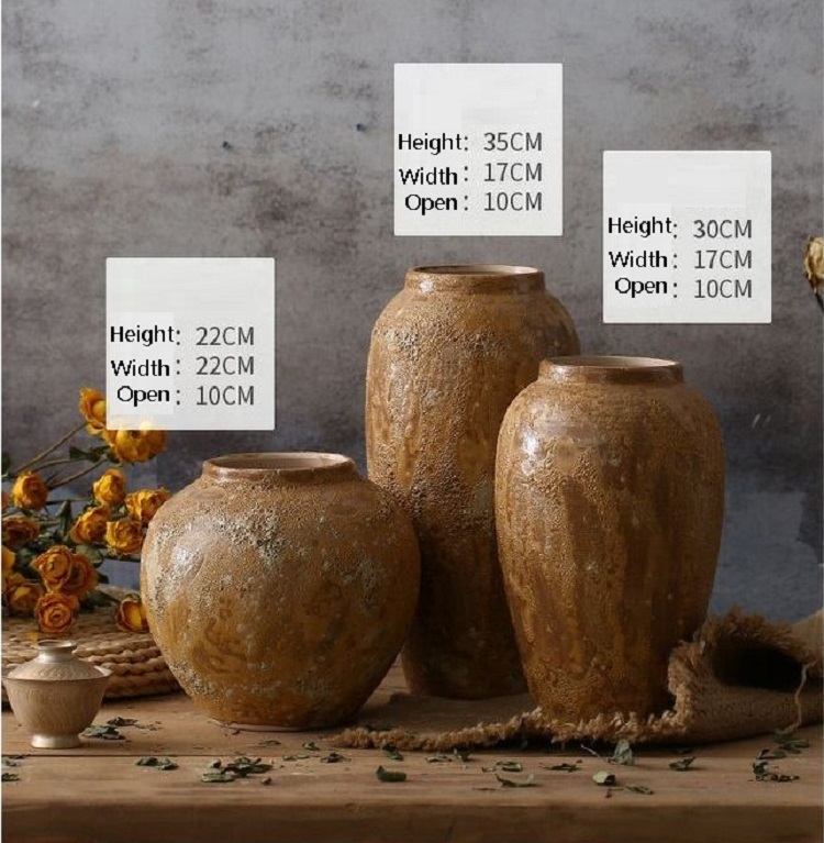 Modern simple dried flowers small fresh vase handmade stoneware pot pot ornament flower ware earthen pottery vintage flower pot