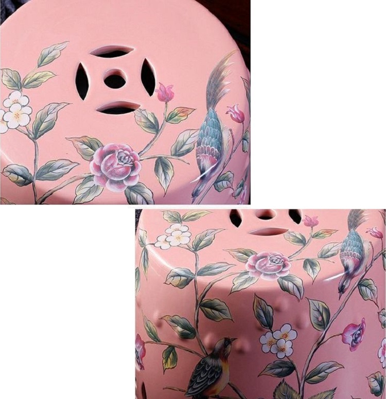 Ceramic stool, cool pier, Chinese ornaments, decorative side stool, colorful flowers, birds, show dun home accessories
