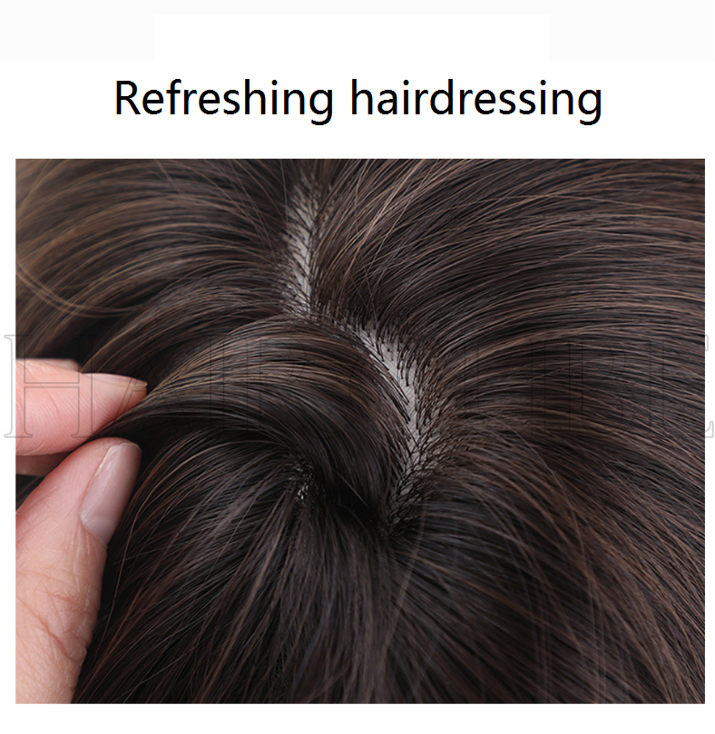 Wig Women's long curly hair silver gray middle parted medium long wavy curly hair suitable for all occasions