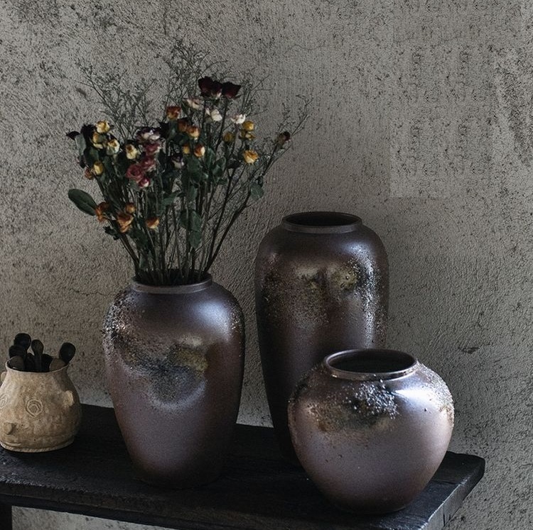 Vintage small fresh vase living room flower arrangement ornaments Jingdezhen stoneware clay pot pottery full of stars dried flower vase