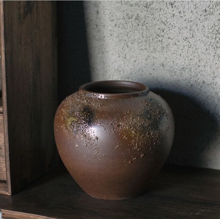 Vintage small fresh vase living room flower arrangement ornaments Jingdezhen stoneware clay pot pottery full of stars dried flower vase