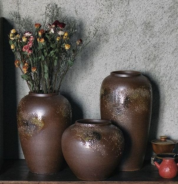 Vintage small fresh vase living room flower arrangement ornaments Jingdezhen stoneware clay pot pottery full of stars dried flower vase