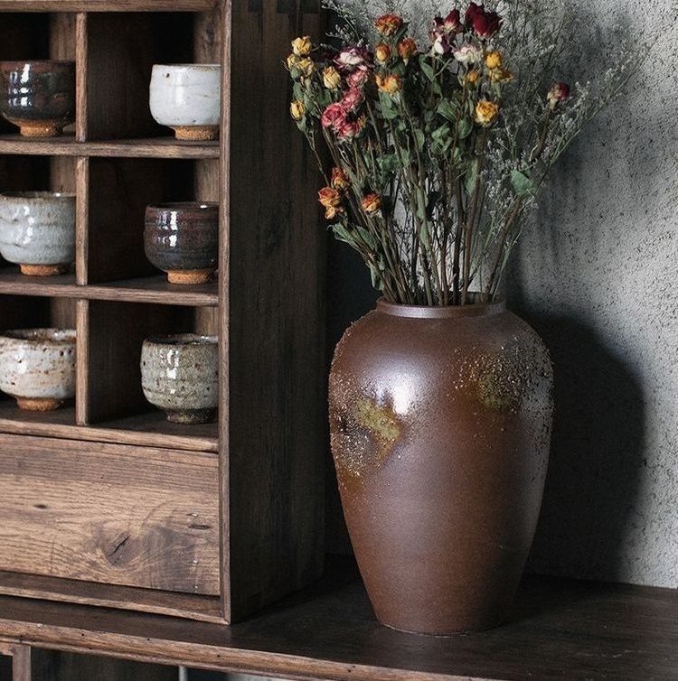 Vintage small fresh vase living room flower arrangement ornaments Jingdezhen stoneware clay pot pottery full of stars dried flower vase